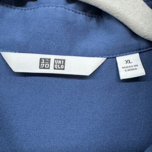 Uniqlo Top Womens XL Blue Rayon Button Front Long Sleeves Career - Picture 2 of 13